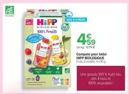 Carrefour Compote pour bébé HIPP BIOLOGIQUE offre