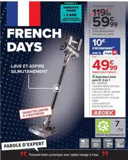 Carrefour Aspirateur balai sans fil 2 en 1 offre