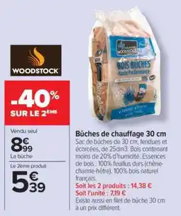 Carrefour Bûches de chauffage 30 cm offre