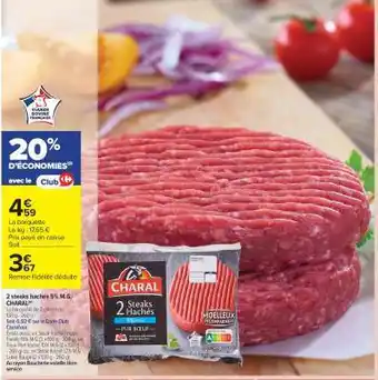Carrefour Market 2 Steaks hachés 5% M.G. CHARAL offre