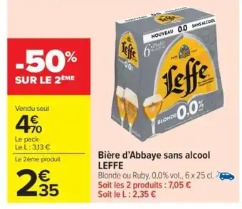 Carrefour Market Bière d'Abbaye sans alcool LEFFE offre