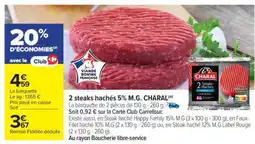 Carrefour Market 2 Steaks hachés 5% M.G. CHARAL offre