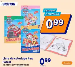 Action Livre de coloriage Paw Patrol offre