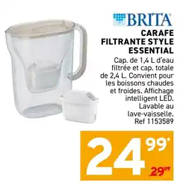 Trafic Carafe filtrante style essential BRITA offre