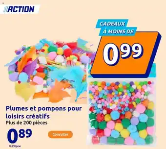 Action Plumes et pompons pour loisirs créatifs offre