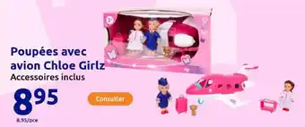 Action Poupées avec avion chloe girlz offre