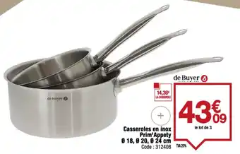 Promocash Casseroles en inox prim'appety offre