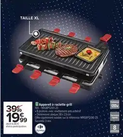 Carrefour Appareil à raclette grill réf. : rt1800-22 offre