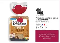 Carrefour La boulangére - pain de mie complet et graines offre
