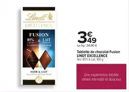 Carrefour Lindt - tablette de chocolat fusion excellence offre