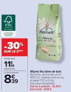 Carrefour Allume feu laine de bois offre