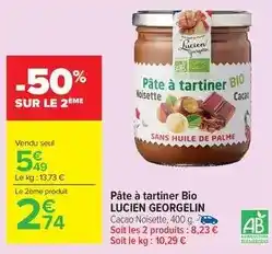 Carrefour Lucien georgelin - pâte à tartiner bio offre