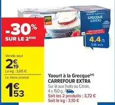 Carrefour Carrefour - yaourt à la grecque offre