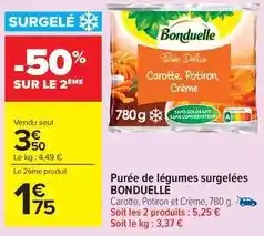 Carrefour Bonduelle - purée de légumes surgelées offre