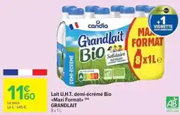 Carrefour Candia - lait u.h.t. demi-ecrémé bio maxi format offre