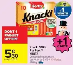 Carrefour Herta - knacki 100% pur porc offre