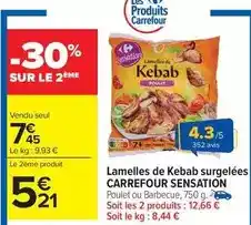 Carrefour Carrefour - lamelles de kebab surgelées offre