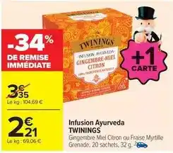 Carrefour Twinings - infusion ayuseda offre