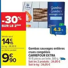 Carrefour Carrefour - gambas sauvages entières crues congelées offre
