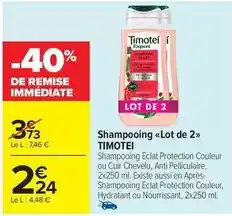 Carrefour Timotei - shampooing lot de 2 offre
