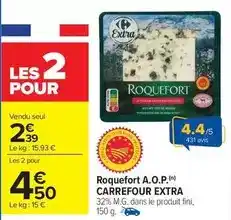 Carrefour Carrefour - roquefort a.o.p. extra offre