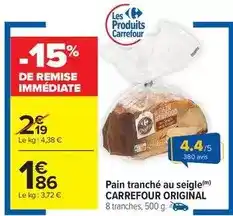 Carrefour Carrefour - pain tranché au seigle offre