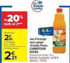 Carrefour Carrefour - jus d'orange avec pulpe offre
