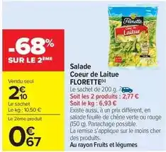 Carrefour Florette - salade coeur de laitue offre