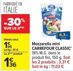 Carrefour Carrefour - mozzarella mini offre