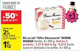 Carrefour Bonne maman - riz au lait offre découverte offre