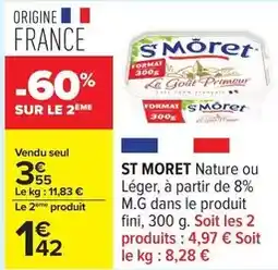 Carrefour St moret - nature ou léger, à partir de 8% m.g dans le produit fini offre