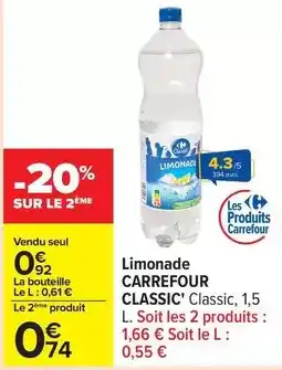 Carrefour Carrefour - limonade classic offre