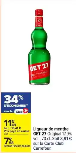 Carrefour Get - liqueur de menthe offre