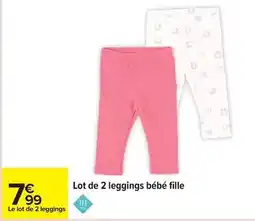 Carrefour Tex - lot de 2 leggings bébé fille offre