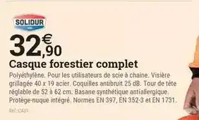 Espace emeraude Solidur - casque forestier complet offre