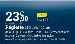 Espace emeraude Reglette led link 120 cm offre