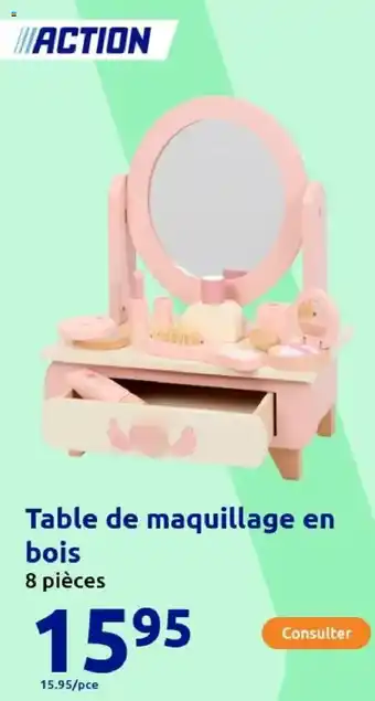 Action Table de maquillage en bois offre