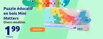 Action Puzzle éducatif en bois Mini Matters offre