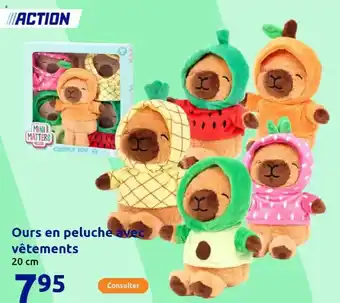 Action Ours en peluche avec vêtements offre