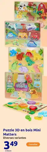 Action Puzzle 3D en bois Mini Matters offre
