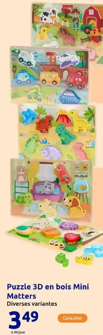 Action Puzzle 3D en bois Mini Matters offre