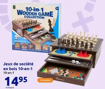 Action Jeux de société en bois 10-en-1 10-en-1 offre