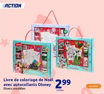 Action Livre de coloriage de Noël avec autocollants Disney offre