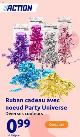 Action Ruban cadeau avec noeud Party Universe offre