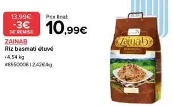 Costco ZAINAB Riz basmati étuvé offre