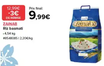 Costco ZAINAB Riz basmati offre