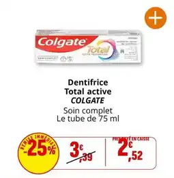 Coccimarket Colgate - dentifrice total active offre