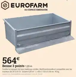 Espace emeraude Tous - benne 3 points 1.2 m offre