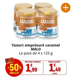 Coccinelle Supermarché Yaourt emprésuré caramel MALO offre