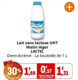 Coccinelle Supermarché Lait sans lactose UHT Matin léger LACTEL offre